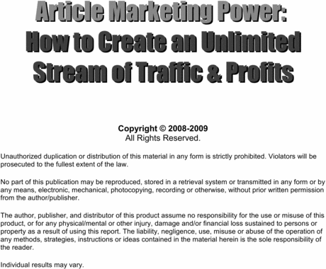 Product picture Article Marketing Power 